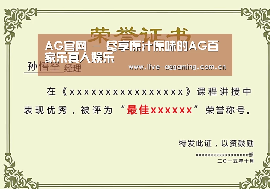 AG真人荣誉证书二